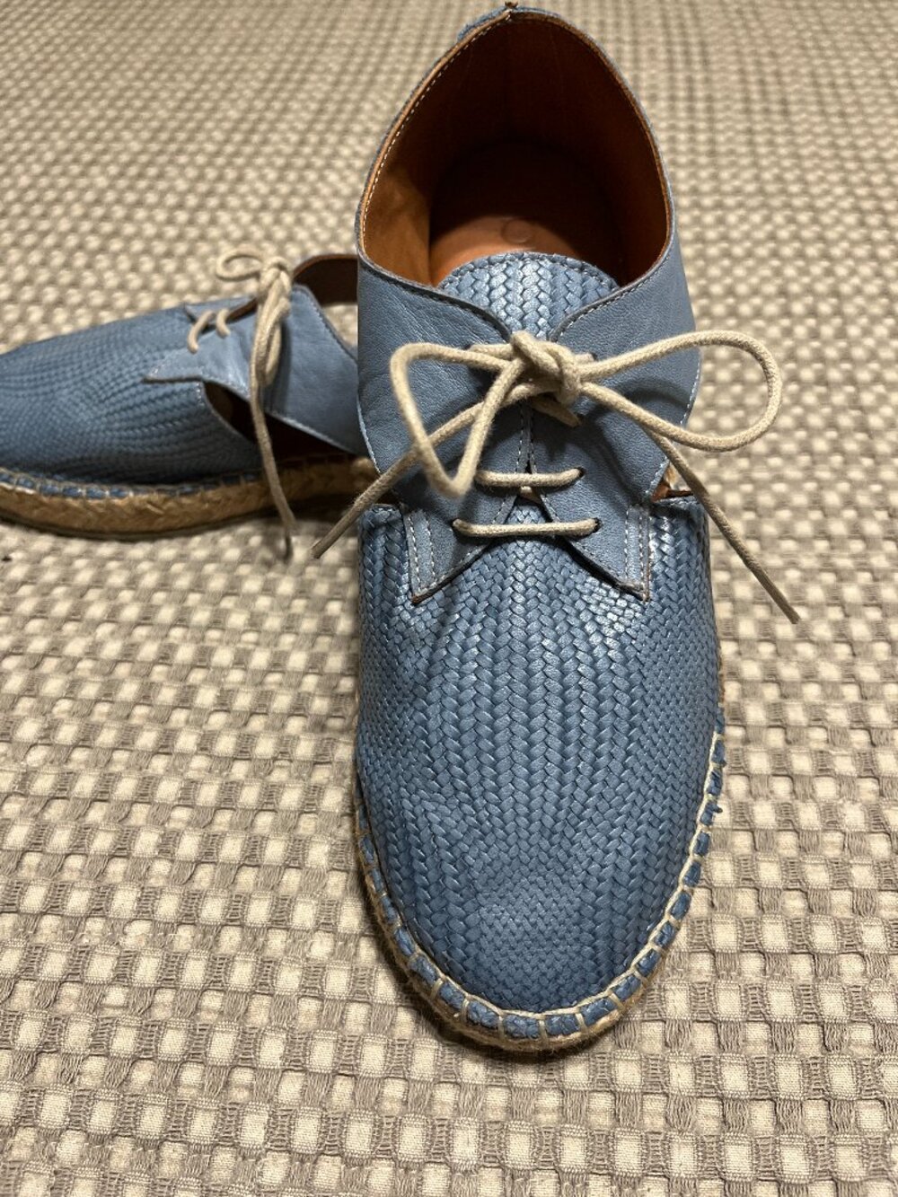 Bueno Nimi Espadrille Leather Oxford Women Sz 7.5 (38) Blue Coastal Beach